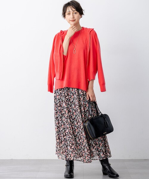 23区 パーカー 「洗える」ピュアカシミヤ ジップアップ ニット