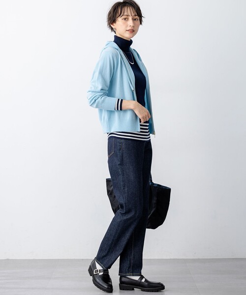 23区（ニジュウサンク） パーカー ピュアカシミヤ ジップアップ ニット