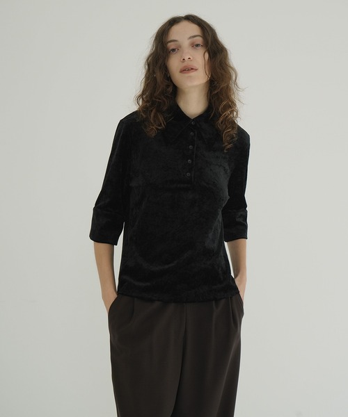 CLANE（クラネ） ポロシャツ ポロ CRUSHED VELOUR POLO TOPS