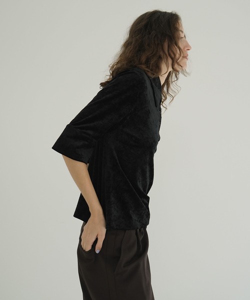 CLANE（クラネ） ポロシャツ ポロ CRUSHED VELOUR POLO TOPS