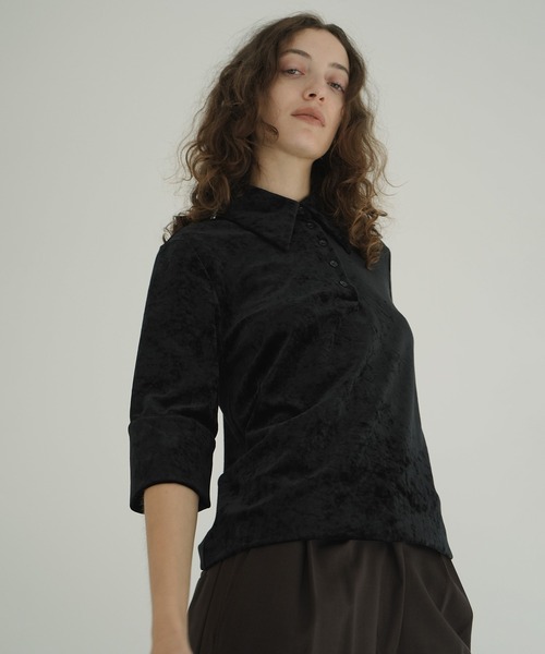 CLANE（クラネ） ポロシャツ ポロ CRUSHED VELOUR POLO TOPS