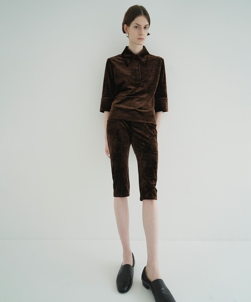 CLANE（クラネ） ポロシャツ ポロ CRUSHED VELOUR POLO TOPS