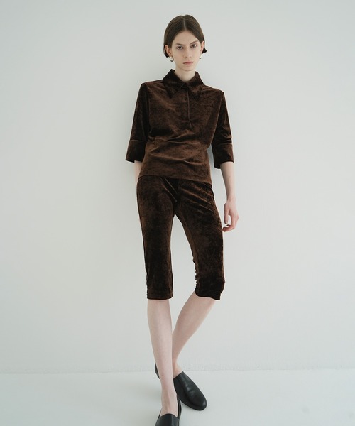 clane ベロアポロシャツ CLANE（クラネ） ポロシャツ ポロ CRUSHED VELOUR POLO TOPS