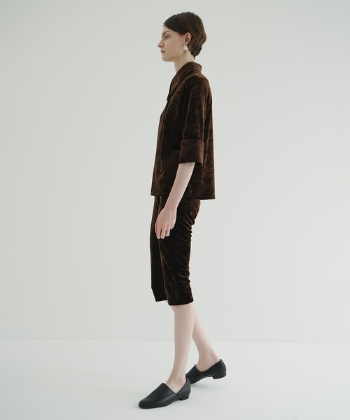 CLANE（クラネ） ポロシャツ ポロ CRUSHED VELOUR POLO TOPS