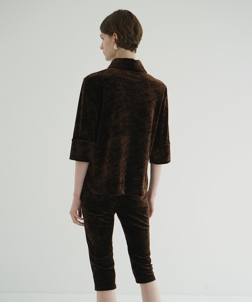 clane ベロアポロシャツ CLANE（クラネ） ポロシャツ ポロ CRUSHED VELOUR POLO TOPS