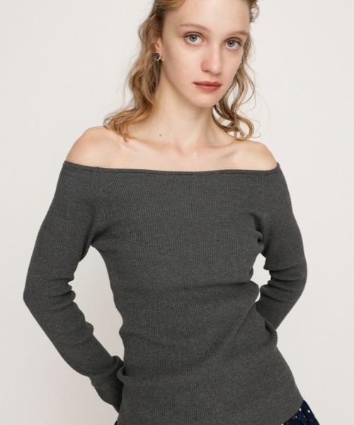 SLY（スライ） ニット セーター HG OFFSHOULDER TOPS ハイゲージ オフ