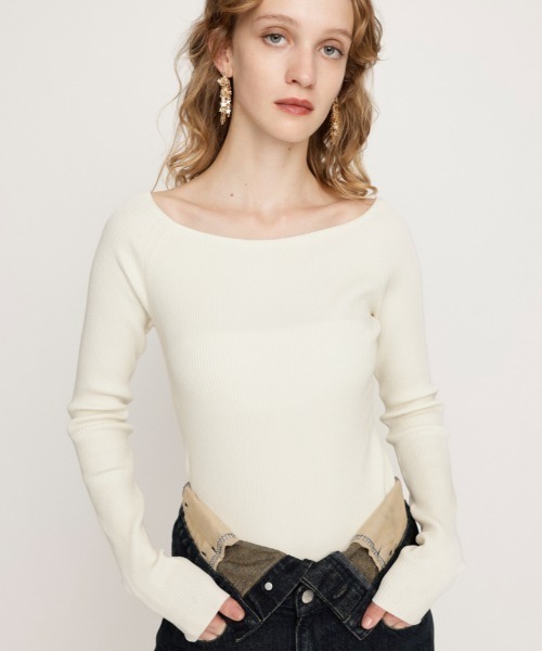 SLY（スライ） ニット セーター HG OFFSHOULDER TOPS ハイゲージ オフ