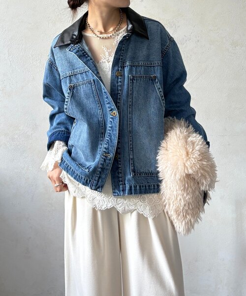 DouDou（ドゥドゥ） コート アウター 「襟の取り外しが可能！」レザー