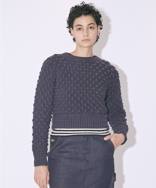 「beautiful people」 長袖ニット 36 ネイビー レディース_画像2