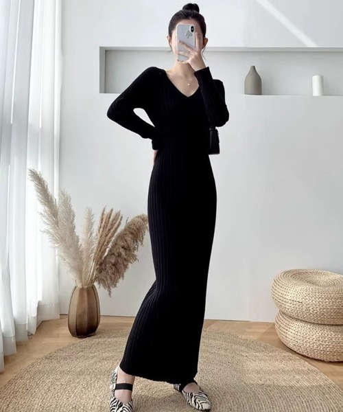 Sally Lunn ワンピース リブニットタイトワンピース : ZOZOTOWN Yahoo