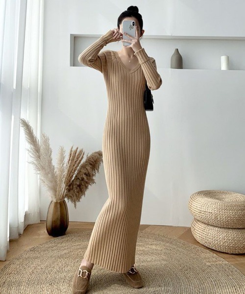 Sally Lunn ワンピース リブニットタイトワンピース : ZOZOTOWN Yahoo