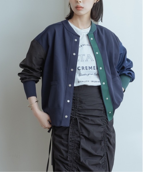 Eimee Law ノーカラージャケット　袖　38 ネイビー Eimee Law（エイミーロウ） ノーカラージャケット 38 ネイビー