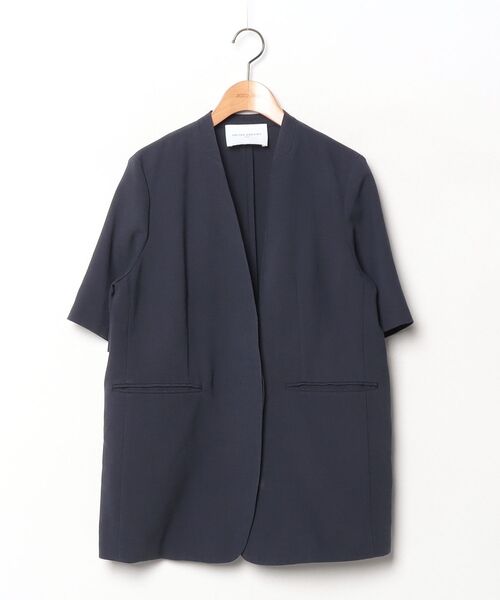 「UNITED ARROWS」 ノーカラージャケット 36 ネイビー レディース