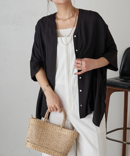 「Jena espace merveilleux」 半袖ブラウス 1 レッド レディース_画像3