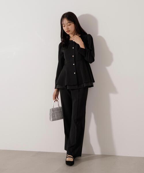美品 バーバリーロンドン スーツ セットアップ ジャケット フレアパンツ 黒 PROPORTION BODY DRESSING（プロポーションボディドレッシング