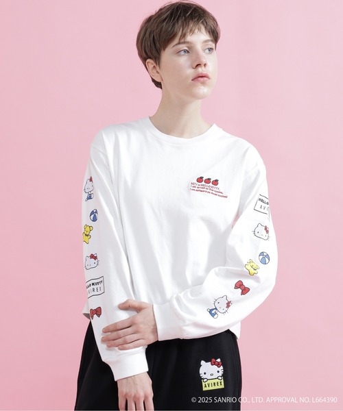 Hello Kitty 長袖トップス ホワイト AVIREX（アヴィレックス） tシャツ 「AVIREX×HELLO KITTY」LONG SLEEVE