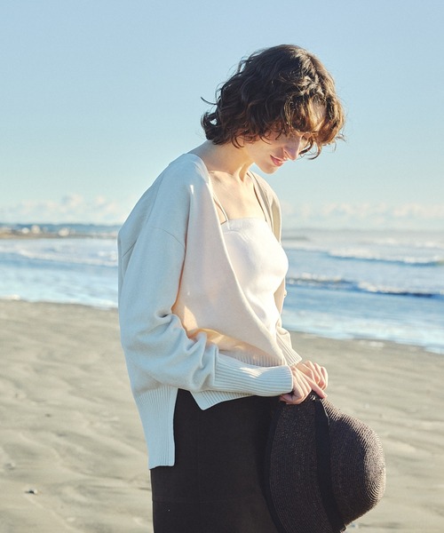 CreamyCotton /クリーミーコットン　Vネックカーディガン SALON adam et rope'（サロン アダム エ ロペ） カーディガン Vネック