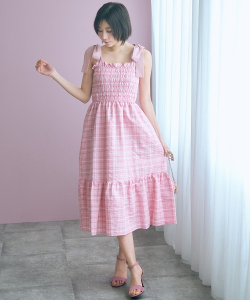 marun（マルン） ワンピース 夏 「大きいサイズ」チェック柄ショルダー