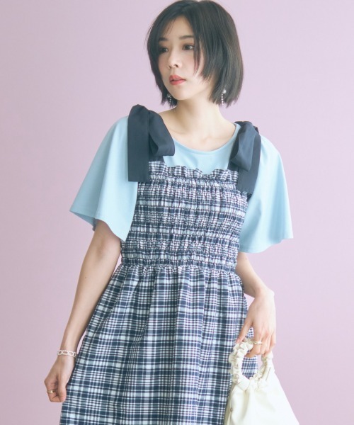 marun（マルン） ワンピース 夏 「大きいサイズ」チェック柄ショルダー