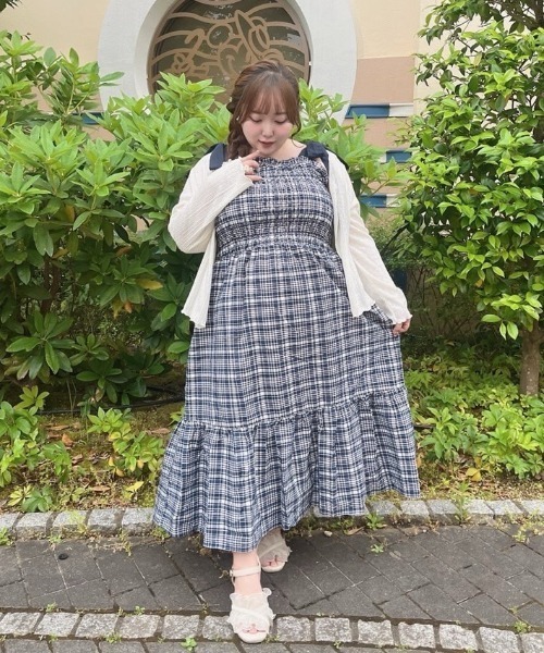 marun（マルン） ワンピース 夏 「大きいサイズ」チェック柄ショルダー
