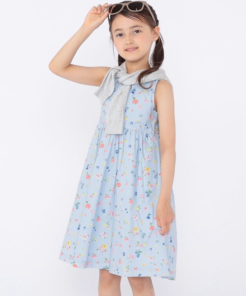 ワンピース SHIPS KIDS:100〜130cm / ノースリーブ フラワー プリント ワンピース キッズ 子供服 女の子の画像