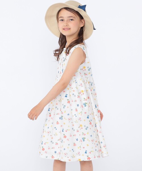 ワンピース SHIPS KIDS:100〜130cm / ノースリーブ フラワー プリント ワンピース キッズ 子供服 女の子の画像
