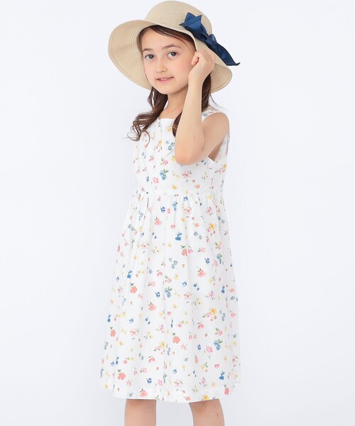 ワンピース SHIPS KIDS:100〜130cm / ノースリーブ フラワー プリント ワンピース キッズ 子供服 女の子の画像