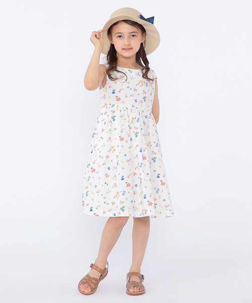 ワンピース SHIPS KIDS:100〜130cm / ノースリーブ フラワー プリント ワンピース キッズ 子供服 女の子の画像
