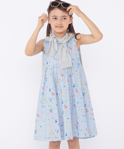 ワンピース SHIPS KIDS:100〜130cm / ノースリーブ フラワー プリント ワンピース キッズ 子供服 女の子の画像