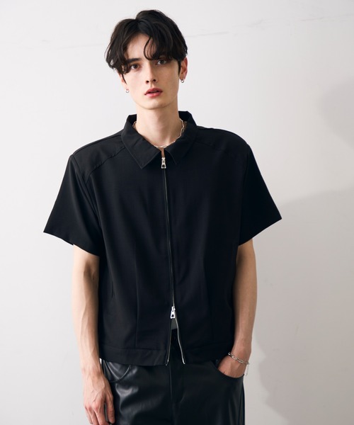 Shoowtime（ショウタイム） シャツ 半袖 Cropped double zip shirt