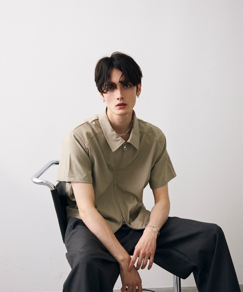 Shoowtime（ショウタイム） シャツ 半袖 Cropped double zip shirt