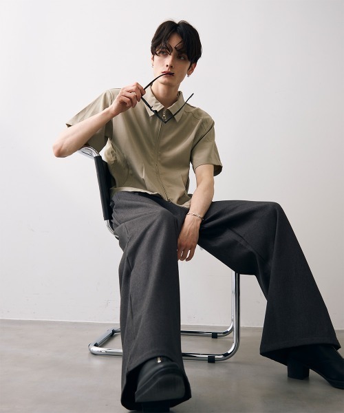 Shoowtime（ショウタイム） シャツ 半袖 Cropped double zip shirt