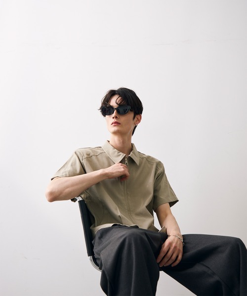 Shoowtime（ショウタイム） シャツ 半袖 Cropped double zip shirt