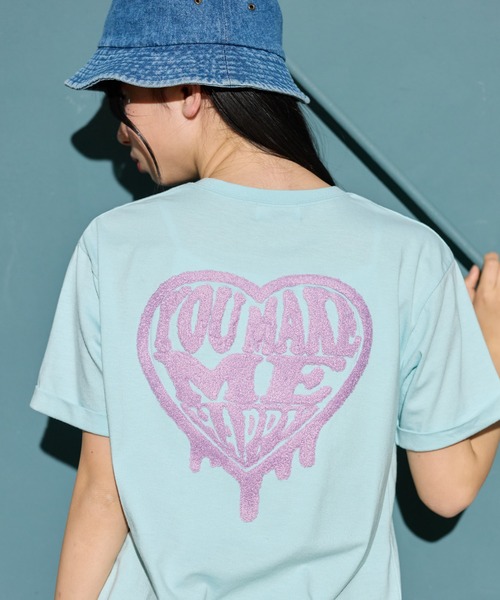 BISKEE tシャツ ハート柄 サガラ 刺繍 半袖 Tシャツ カットソー キッズ