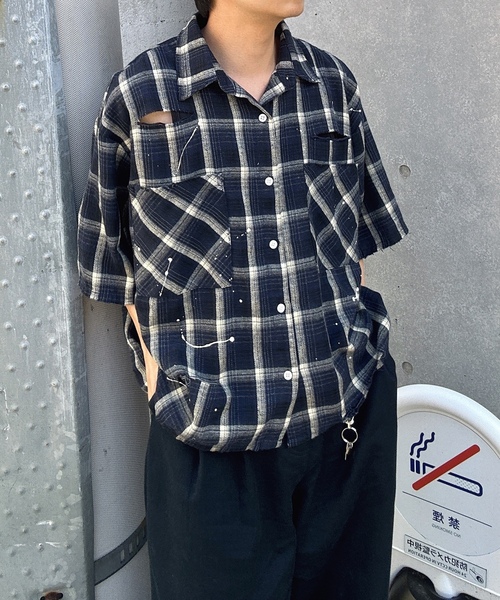「MandO(エムオー)」 半袖シャツ LARGE レッド メンズ_画像2