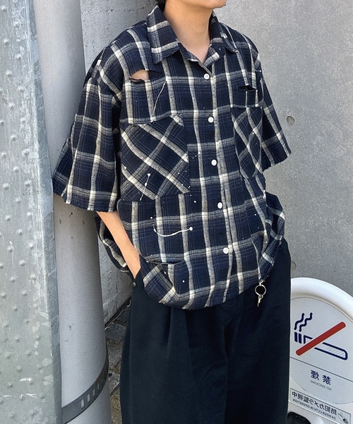 「MandO(エムオー)」 半袖シャツ LARGE レッド メンズ_画像4