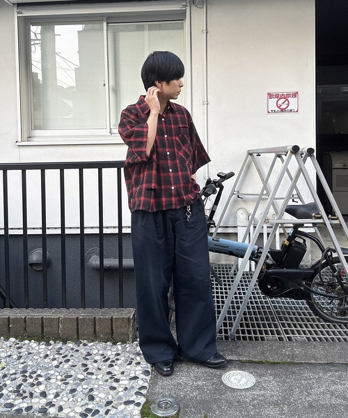 「MandO(エムオー)」 半袖シャツ LARGE レッド メンズ_画像9