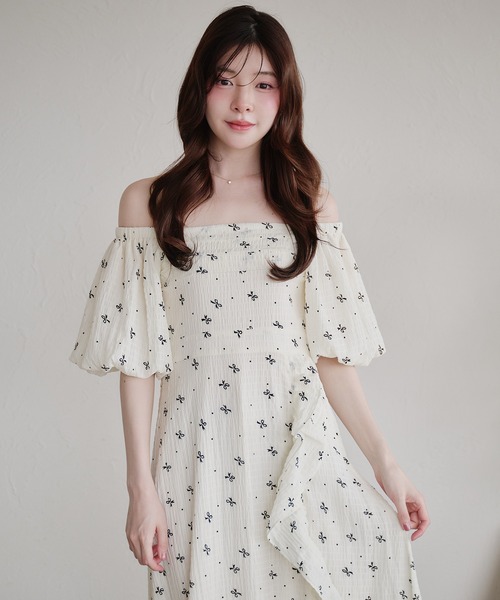 fupel ワンピース 夏 半袖 2way frill onepiece / 2way フリル