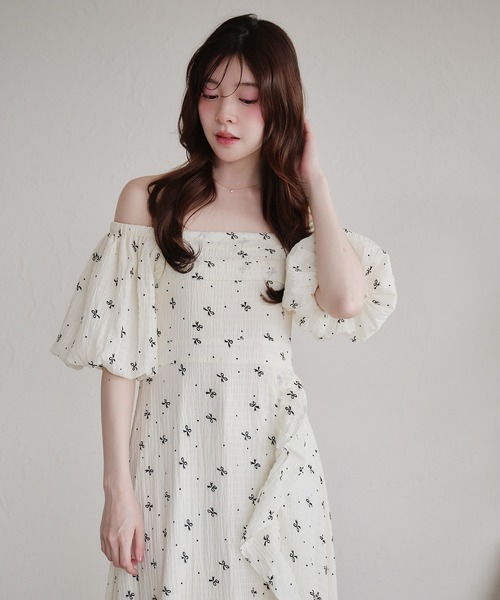 fupel ワンピース 夏 半袖 2way frill onepiece / 2way フリル
