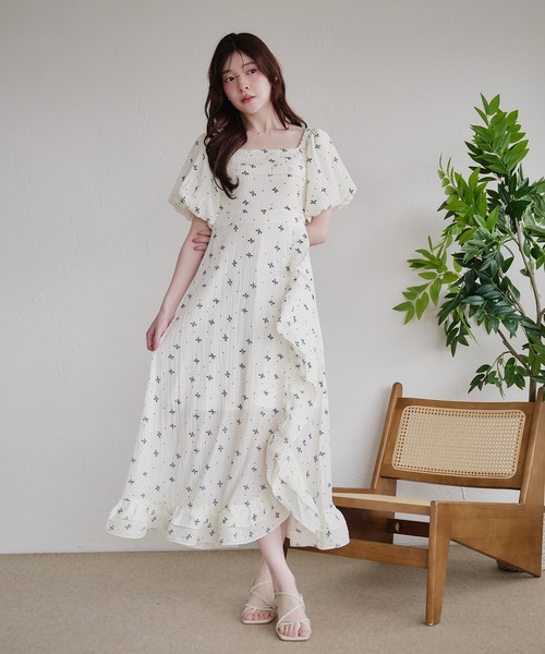 fupel ワンピース 夏 半袖 2way frill onepiece / 2way フリル