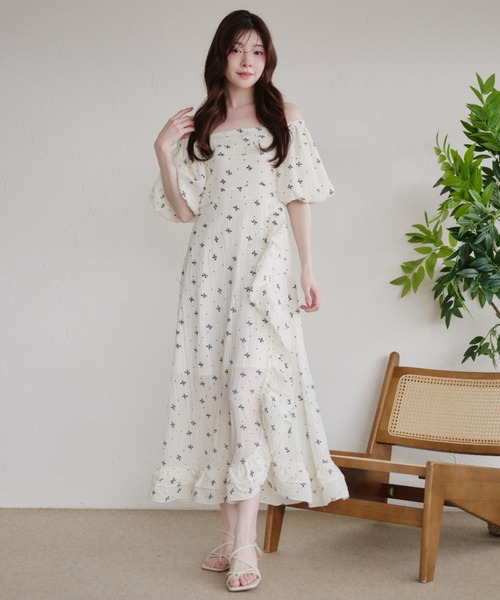 fupel ワンピース 夏 半袖 2way frill onepiece / 2way フリル 