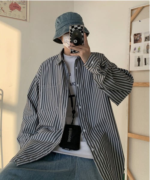 「DOUBLE STEAL」 長袖シャツ LARGE ブルー メンズ_画像5