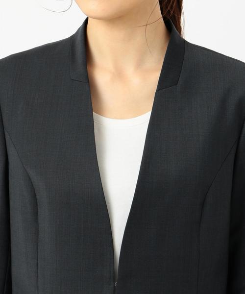 ネイビー ビジネススーツ ニューヨーカー　ノーカラースーツ スーツ】BAHARIYE ノーカラー ジャケット / J.PRESS LADIES L