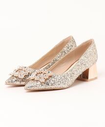 美品♡キラキラビジューストーン♡パンプス Jasmine Grandiflorum パンプス 「Jasmine」キラキララメの太
