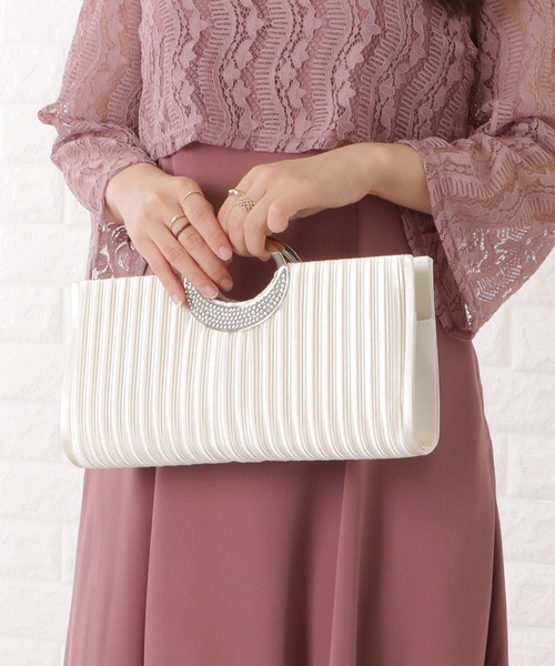 Lace Ladies クラッチバッグ パーティーバッグ スクエア型メタリック 
