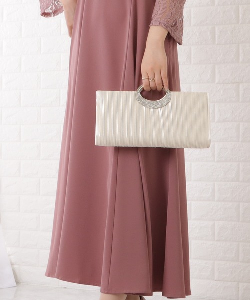 Lace Ladies クラッチバッグ パーティーバッグ スクエア型メタリック 
