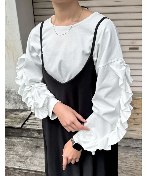 tシャツ Tシャツ 「販売枚数6千枚突破！」「1枚でこなれ見え」袖フリル 