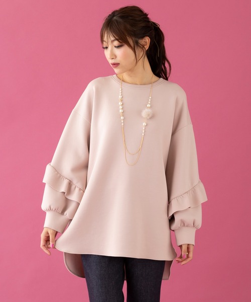 新品タグ　未使用　大きいサイズ46 ローズティアラ　フリル　ゆったりプルオーバー Rose Tiara（ローズティアラ） シャツ ブラウス フリルオーバーサイズ