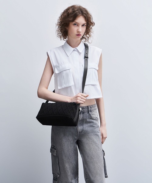 レディース CHARLES & KEITH Willa ウィラニットトートバッグ Black