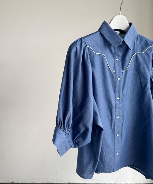ブラウス シャツ ST:ELY / PUFFSLEEVE WSN SHIRT パフスリーブ ウエスタン シャツ レディース COMMON WARE ブラウス シャツ ST:ELY / PUFFSLEEVE WSN SHIRT